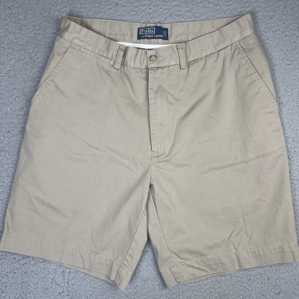 Polo Ralph Lauren Mens‎ 33 Khaki Tan Chino Shorts Cotton